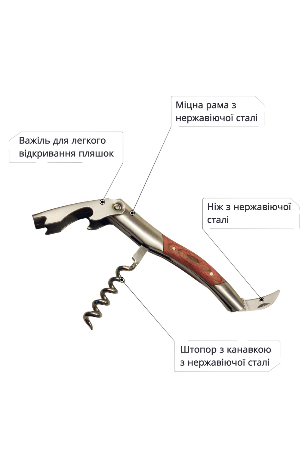 Нож сомелье с деревянной ручкой
