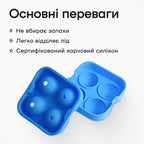 Форма для льоду 4 кулі 4,5 см блакитна