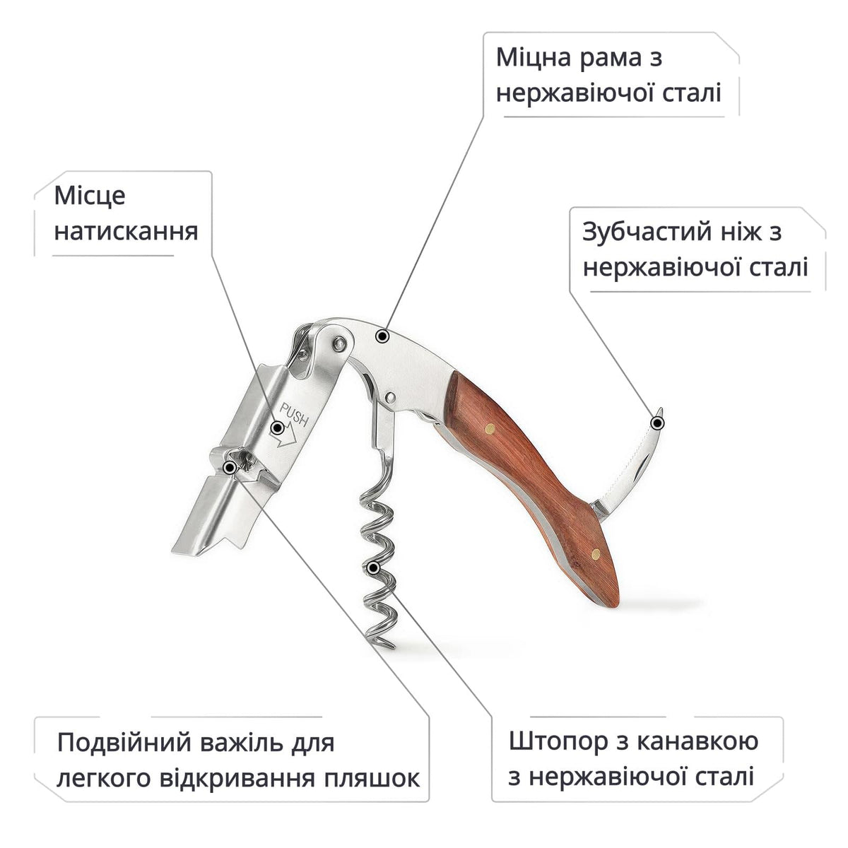Ніж сомельє L з дерев’яною ручкою