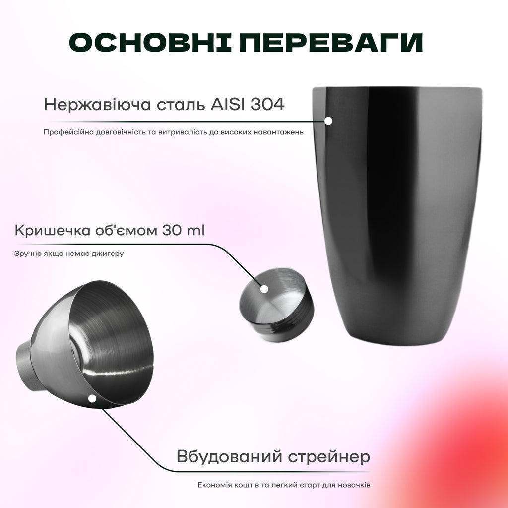 Шейкер Коблер округлий 550 мл чорний