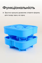 Форма для льоду 4 кулі 4,5 см блакитна
