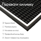 Килимок барний 45×30 см чорний з білою рамкою