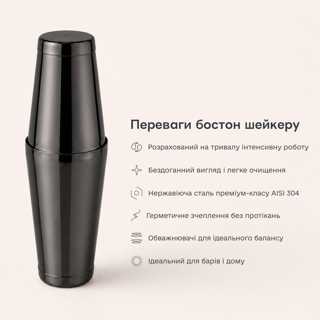 Шейкер Бостон 750+550 мл чорний